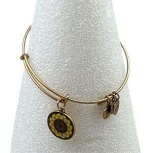 Alex and Ani Sunflower Charm Bracelet‎ Gold Tone Expandable 8” 2014